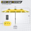 15ft Patio Umbrella with Solar Lights, Large Double Umbrella Outdoor, Rectangle 180''x106'' Umbrellas with 156 PCS LED Lights and Crank Handle for Backyard Deck Pool Shade in Black(1.9" Pole)