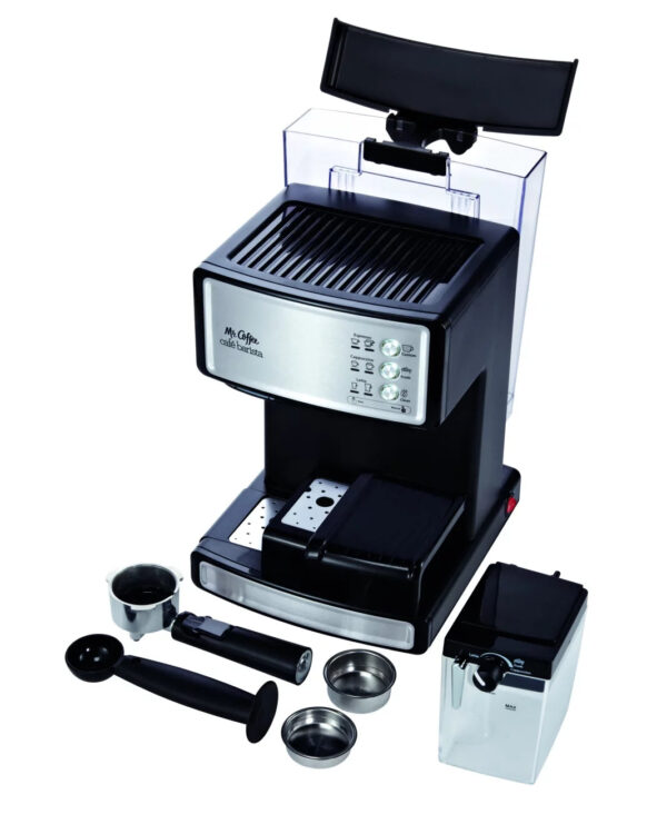 706d5c2c5bb44097acf839c7afdf2a45 Mr. Coffee New Cafe Barista Black & Silver Premium Espresso/Latte/Cappuccino Maker