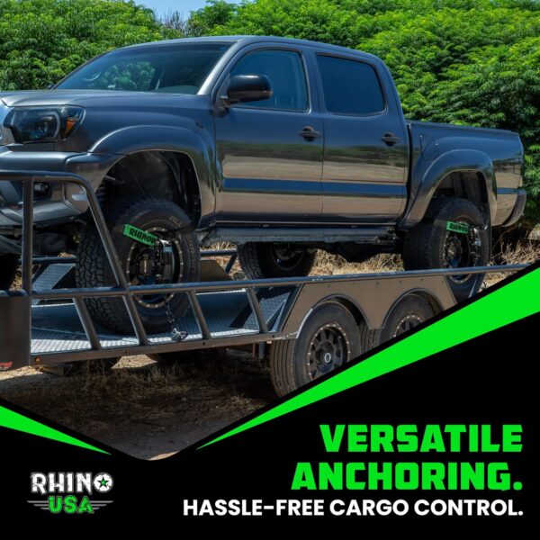 70b31355a2f04283ab9d4fd0a833181e Car Tie Down Straps for Trailers with Flat Hooks (4-Pack) - 2 Inch x 8 Feet (10,000lb Break Strength) - Heavy Duty T-Handle Car Lasso Tire Straps for Trailer & UTV - Black