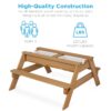 Best Choice Products Kids 3-in-1 Outdoor Convertible Activity Sand & Water Picnic Table w/ Umbrella - Natural/Dark Pink