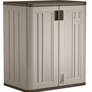 Suncast 2-Shelf Resin Base Cabinet, Platinum Metallic