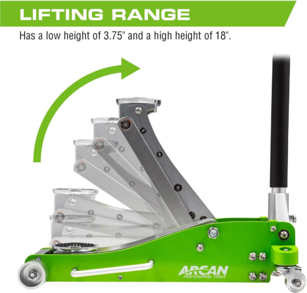 713f1a50be0d4c6bb63ad2f4b7dda502 Tools 3-Ton Quick Rise Aluminum Floor Jack with Dual Pump Pistons & Reinforced Lifting Arm (A20018_A20019)