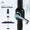 15ft Double Sided Patio Umbrella with Solar Lights, Outdoor Large Umbrellas with Crank Handle and 36 LED Lights, Rectangular Market Umbrella with Base Included for Deck Pool Shade