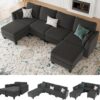 Modular Sectional Sofa, Convertible U Shaped Sofa Couch with High Density Memory Foam, 6 Seat Comfy Modular Sofa Couch for Living Room, Modern U Shaped Sectional Sofa, Dimgrey