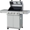 Mesa 4-Burner Propane Gas Grill in Stainless Steel with Clear View Lid, Side Burner, and LED Controls by Monument Grills