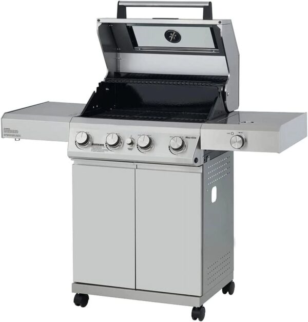 714d15a9f7094cd3b5adcfc05de1f162 Mesa 4-Burner Propane Gas Grill in Stainless Steel with Clear View Lid, Side Burner, and LED Controls by Monument Grills