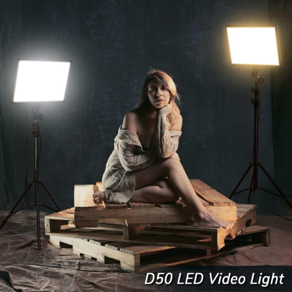 714da546d76640bd9e063d0dab2828ed D50 LED Video Light Panel Lights 15.4", 2 Packs 45W 3000K-8000K Bi-Color Dimmable Photography Lighting, CRI 96+ Videography Lighting for Video Shooting/Gaming/Live Stream/Studio/Film