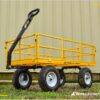 7 Cu Ft Heavy Duty Steel Utility Cart, with Steel Mesh Bed 1200 Pound Hauling Capacity, for Outdoor, Yard Camping, Yellow