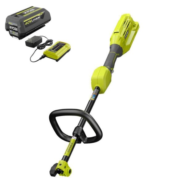 40V Expand-It Cordless Battery Attachment Capable Trimmer Power Head with 4.0 Ah Battery and Charger RY40226