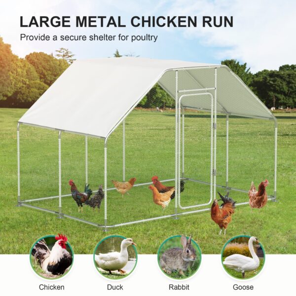 726ffdf8d7cd476cbc08e7395f0abe6c Large Metal Chicken Coop for 16 Chickens Walk-in Poultry Cage Hen Run House Rabbits Habitat Cage Spire Shaped Coop with Anti-Ultraviolet and Waterproof Cover for Outdoor Backyard Farm Use