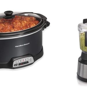 Portable 7-Quart Programmable Slow Cooker with Bowl Scraper, Stainless Steel