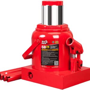 BIG RED 50 Ton Low Profile Hydraulic Bottle Jack – Welded Construction for Automotive & Heavy Lifting