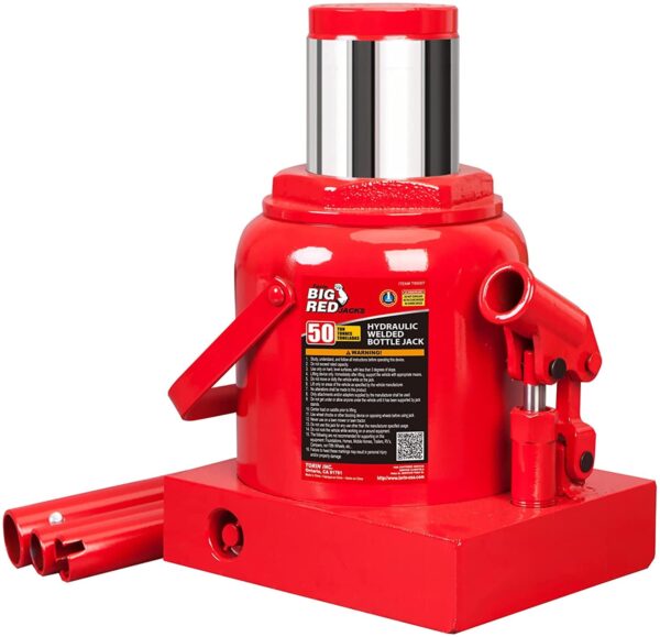 72989e3167dd44aea2162d95f74f15f2 BIG RED 50 Ton Low Profile Hydraulic Bottle Jack – Welded Construction for Automotive & Heavy Lifting