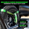 Car Tie Down Straps for Trailers with Flat Hooks (4-Pack) - 2 Inch x 8 Feet (10,000lb Break Strength) - Heavy Duty T-Handle Car Lasso Tire Straps for Trailer & UTV - Black