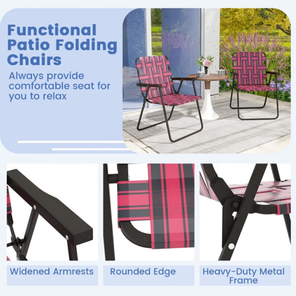 72e00956d4054a53934a174904a5f1a1 Canddidliike 6 Pieces Folding Beach Chair Camping Lawn Webbing Chair-Red, Folding Aluminum Webbed Lawn Chairs with Detachable Cup Holder