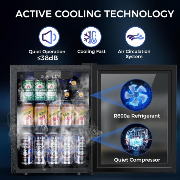 73a3c6a2883b40b983206794be887e0c Mini Fridge 130 Can Beverage Refrigerator Cooler, 3.2 Cu.Ft Drink Fridge for Soda Wine Beer, Adjustable Temperature Control for Home Office, Black