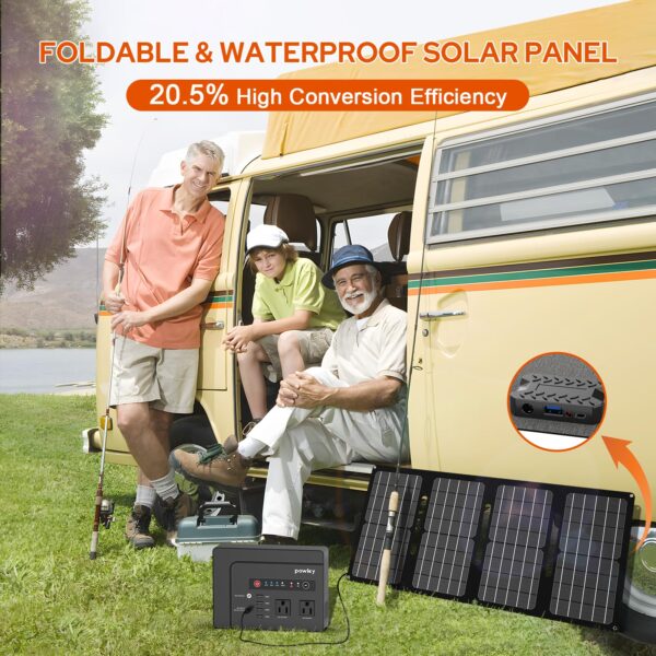 73a847a34f9f4c8eb2a9780f17d95fb3 Powkey 146Wh/200W Outdoor Solar Generator with Panel