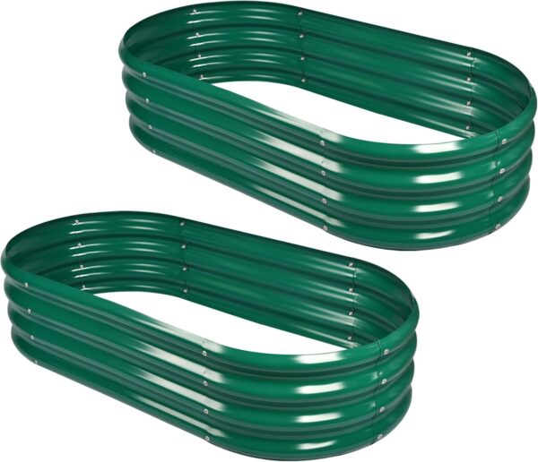 73b1481ce4764c98aa733324a0f01ddf 2Pcs Galvanized Raised Garden Bed Kit, 10×4×1ft Galvanized Planter Raised Garden Boxes Outdoor, Oval Large Metal Raised Garden Beds for Vegetables…………