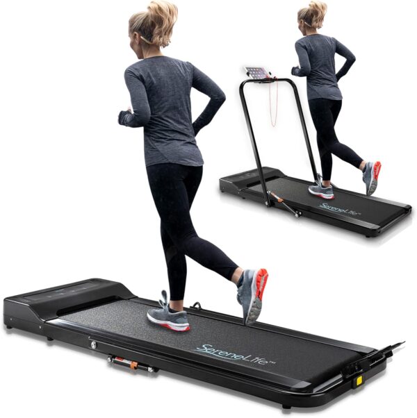 73efd149cf6e4003ba1cd5f2e7c6a8f9 SereneLife Folding Treadmill - Foldable Home Fitness Equipment with LCD for Walking & Running - Cardio Exercise Machine - Preset and Adjustable Programs - Bluetooth Connectivity