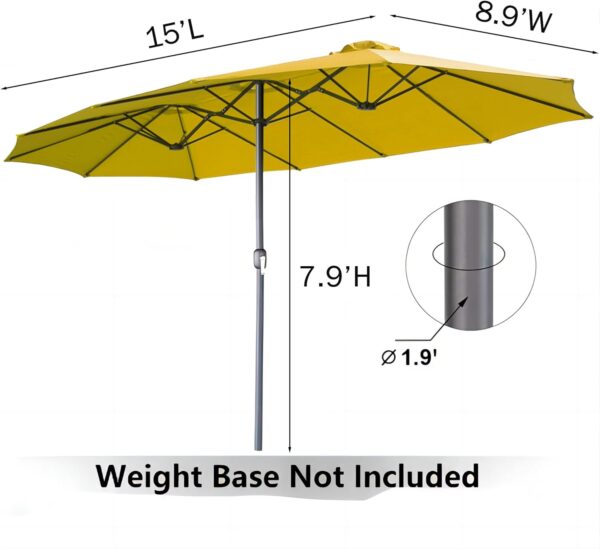 741d3aa948414ea9b455c2dcb6579b13 15ft Patio Umbrella with Solar Lights, Large Double Umbrella Outdoor, Rectangle 180''x106'' Umbrellas with 156 PCS LED Lights and Crank Handle for Backyard Deck Pool Shade in Black(1.9" Pole)