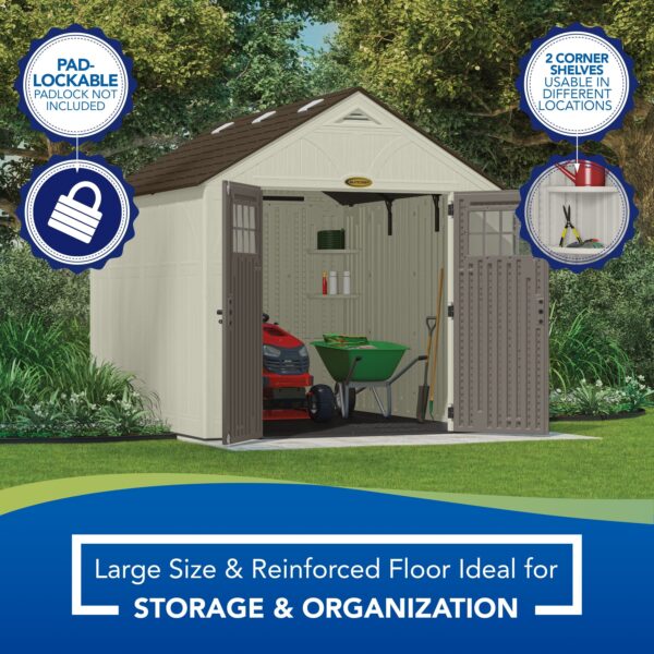 744ec519bf9843019e79cde70d99dbc1 Suncast 8 x 10 ft. Metal and Resin Storage Shed, Vanilla