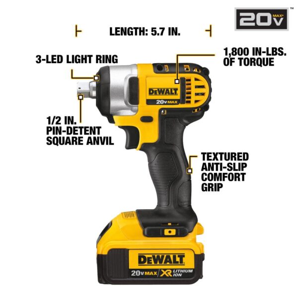 7450870d8120487faffaa96339778ea2 20 V MAX Lithium Ion 1/2 In. Impact Wrench Kit with Detent Pin