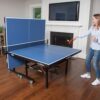 JOOLA Inside Professional MDF Indoor Ping Pong Table with Quick Clamp Table Tennis Net and Post Set - 10 Minute Easy Assembly - Tournament Quality - Foldable with Single Player Playback Mode