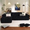 104" Cloud Sectional Couch with L-Shape Chaise,Modern Modular Sofa with Deep Seat, Upholstered Couches for Living Room Bedroom,No Assembly Required, Black (Corduroy Fabric)