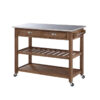 Boraam Sonoma Kitchen Cart with Stainless Steel Top - Barnwood Wire-Brush