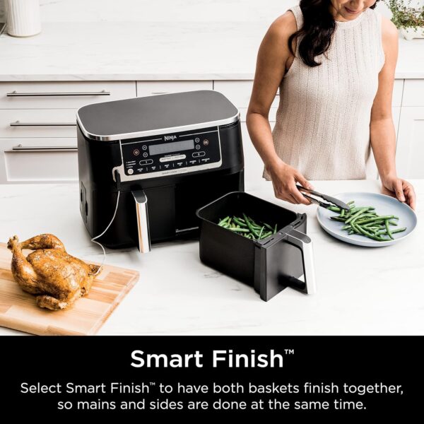 75b79692e84143df8e0f5bda04c8114b DZ401 Foodi 10 Quart 6-in-1 DualZone XL 2-Basket Air Fryer with 2 Independent Frying Baskets, Match Cook & Smart Finish to Roast, Broil, Dehydrate for Quick, Easy Family-Sized Meals, Grey