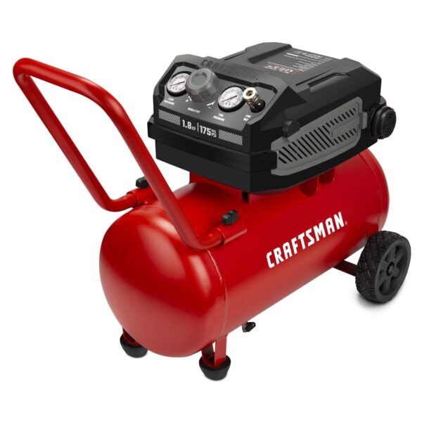 75ccfc49a4b84f659fce824b8c081158 CRAFTSMAN HARD Air Compressor, 10 Gallon 1.8 HP 175 PSI, 4.0CFM@90PSI, Oil Free and Maintenance Free, Portable with Large Wheels, CMXECXA0201041