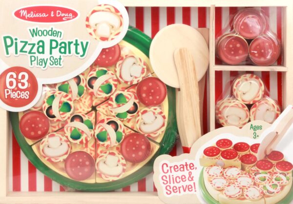 Melissa & Doug Wooden Pizza Party Play Food Set With 36 Toppings