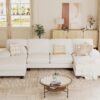 Sectional Couches for Living Room, U Shaped Couch with Chenille Fabric, 4 Seat Modern Sofa with Removable Pillows for Apartment and Small Space (Fabric, Grey)