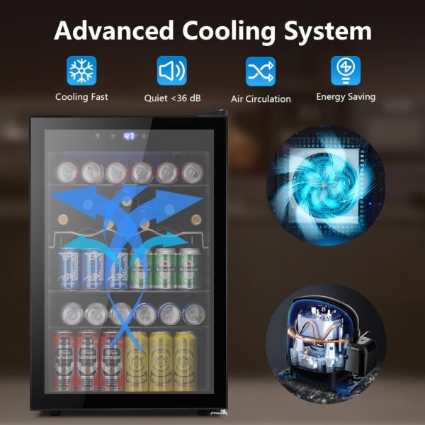 75e85cf6c85f4f3fa8fe0e89f041792d Mini Fridge 130 Can Beverage Refrigerator Cooler, 3.2 Cu.Ft Drink Fridge for Soda Wine Beer, Adjustable Temperature Control for Home Office, Black