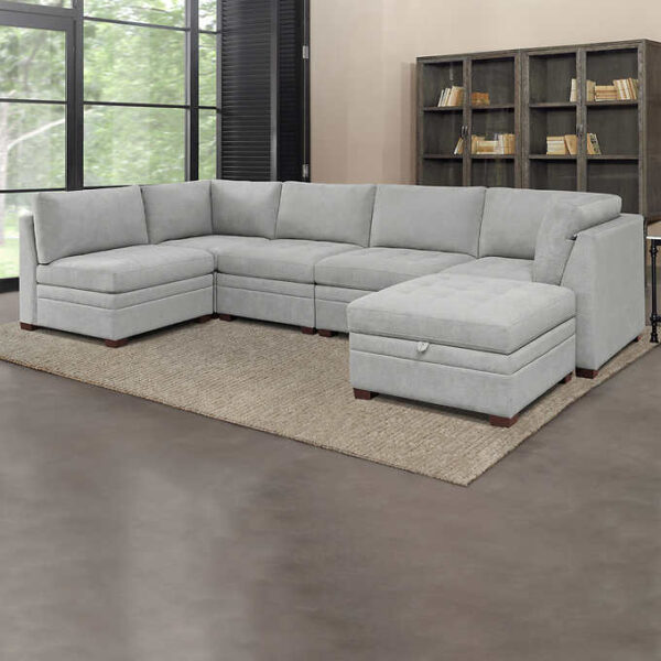 75eea160553e49409fbf6015c7dc0b04 Thomasville Tisdale Fabric Sectional with Storage Ottoman