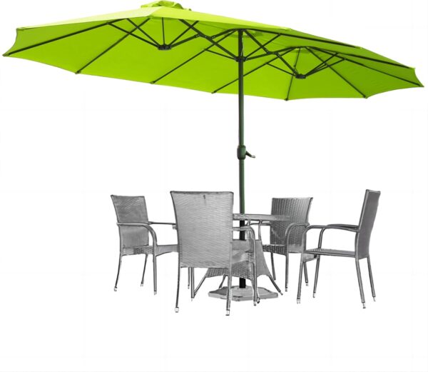 766e44a4744e4e46bf04d7f79fdd16ee 15ft Patio Umbrella with Solar Lights, Large Double Umbrella Outdoor, Rectangle 180''x106'' Umbrellas with 156 PCS LED Lights and Crank Handle for Backyard Deck Pool Shade in Black(1.9" Pole)