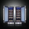 24 inch Wine Cooler, 46 Bottle - Dual Zone Built-in or Freestanding Fridge with Stainless Steel Reversible Glass Door, for Home, Kitchen, or Office.