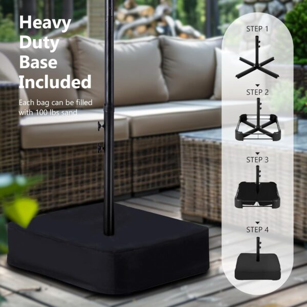 76dc394154ad401da9721205e1e00dfd 15ft Double Sided Patio Umbrella with Solar Lights, Outdoor Large Umbrellas with Crank Handle and 36 LED Lights, Rectangular Market Umbrella with Base Included for Deck Pool Shade
