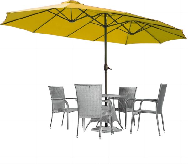 7731971beba849baa05b208b9d0ee37c 15ft Patio Umbrella with Solar Lights, Large Double Umbrella Outdoor, Rectangle 180''x106'' Umbrellas with 156 PCS LED Lights and Crank Handle for Backyard Deck Pool Shade in Black(1.9" Pole)
