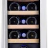 24 inch Wine Cooler, 46 Bottle - Dual Zone Built-in or Freestanding Fridge with Stainless Steel Reversible Glass Door, for Home, Kitchen, or Office.
