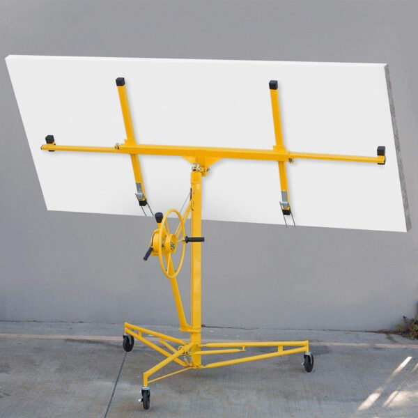 7741c58c4e8242fa9b489f0a9ba88137 Stark USA 65044 65044 Drywall Lift 11' Yellow Rolling Sheetrock Panel Hoist Jack