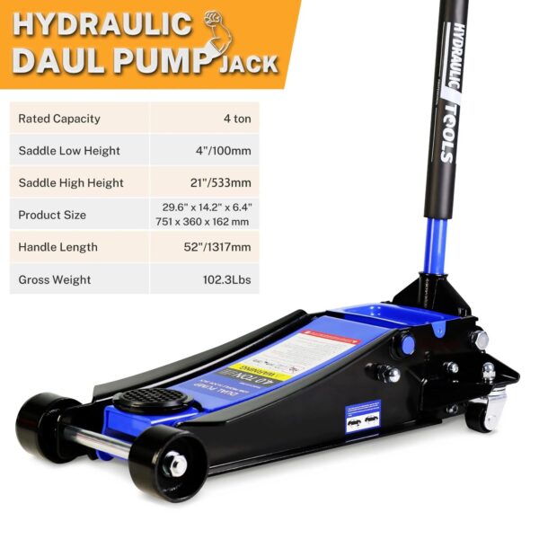7813c2b8e1f643529aa6b89640b875a6 4-Ton Floor Jack, Low Profile Car Jack, Heavy-Duty Trolley Jack Car Lift with Dual Pump Pistons, Lifting Range 4"-21", 8000LBS