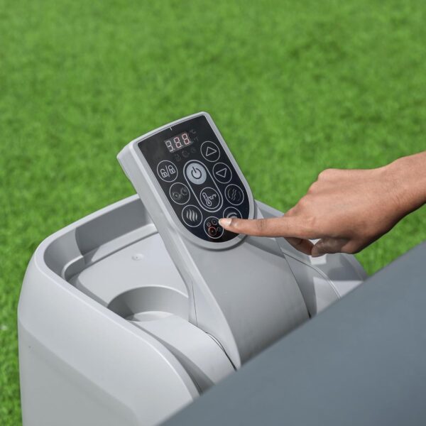 7856d39f813e46a38860cce094df7662 4 to 6 Person Inflatable Hot Tub Square Portable Outdoor Spa with 114 Soothing AirJets and Insulated Cover, Gray-Coleman