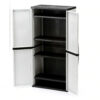 HDX Gray Plastic Freestanding Garage Cabinet, 35′′W x 71′′H x 18′′D, with Adjustable Shelves and Lockable Doors