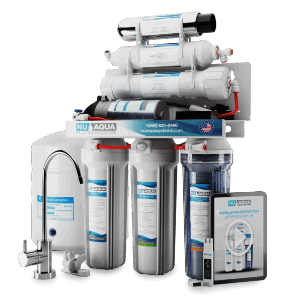 NU Aqua Platinum Series 6 Stage UV Ultraviolet 100GPD RO System with Booster Pump