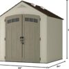 Suncast Vista 7x7 Storage Shed with Multi-Wall Resin Panels, 4 Skylights, IllumiVent System, and Pad-Lockable Doors, 84" D x 84" W x 98" H, Made in The USA