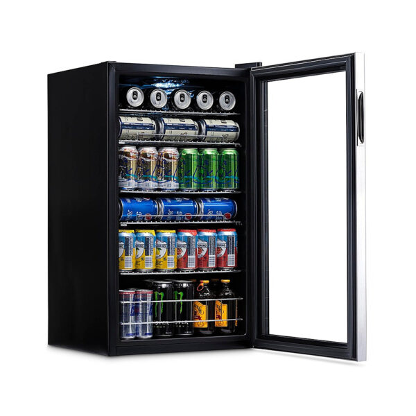 78ef4a2687bc4bcca681a954826b1f66 NewAir - 126-Can Beverage Cooler with Adjustable Shelves and 7 Temperature Settings for Kitchen, Game Room, and Home Office - Stainless Steel