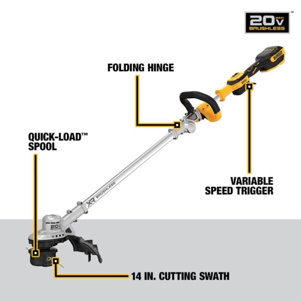 20V MAX Brushless Cordless Battery Powered String Trimmer Kit with (1) 5Ah Battery & Charger DCST922P1