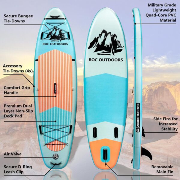 7941388524a34bf4a7825afdf0a871c8 Roc Inflatable Stand Up Paddle Boards 10 ft 6 in with Premium SUP Paddle Board Accessories, Wide Stable Design, Non-Slip Comfort Deck for Youth & Adults