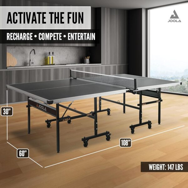 79760adac6d3475bb657649c14bc73d8 JOOLA Inside Professional MDF Indoor Ping Pong Table with Quick Clamp Table Tennis Net and Post Set - 10 Minute Easy Assembly - Tournament Quality - Foldable with Single Player Playback Mode